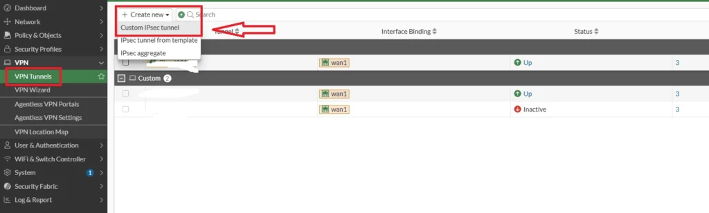 configuracion vpn ipsec en fortigate